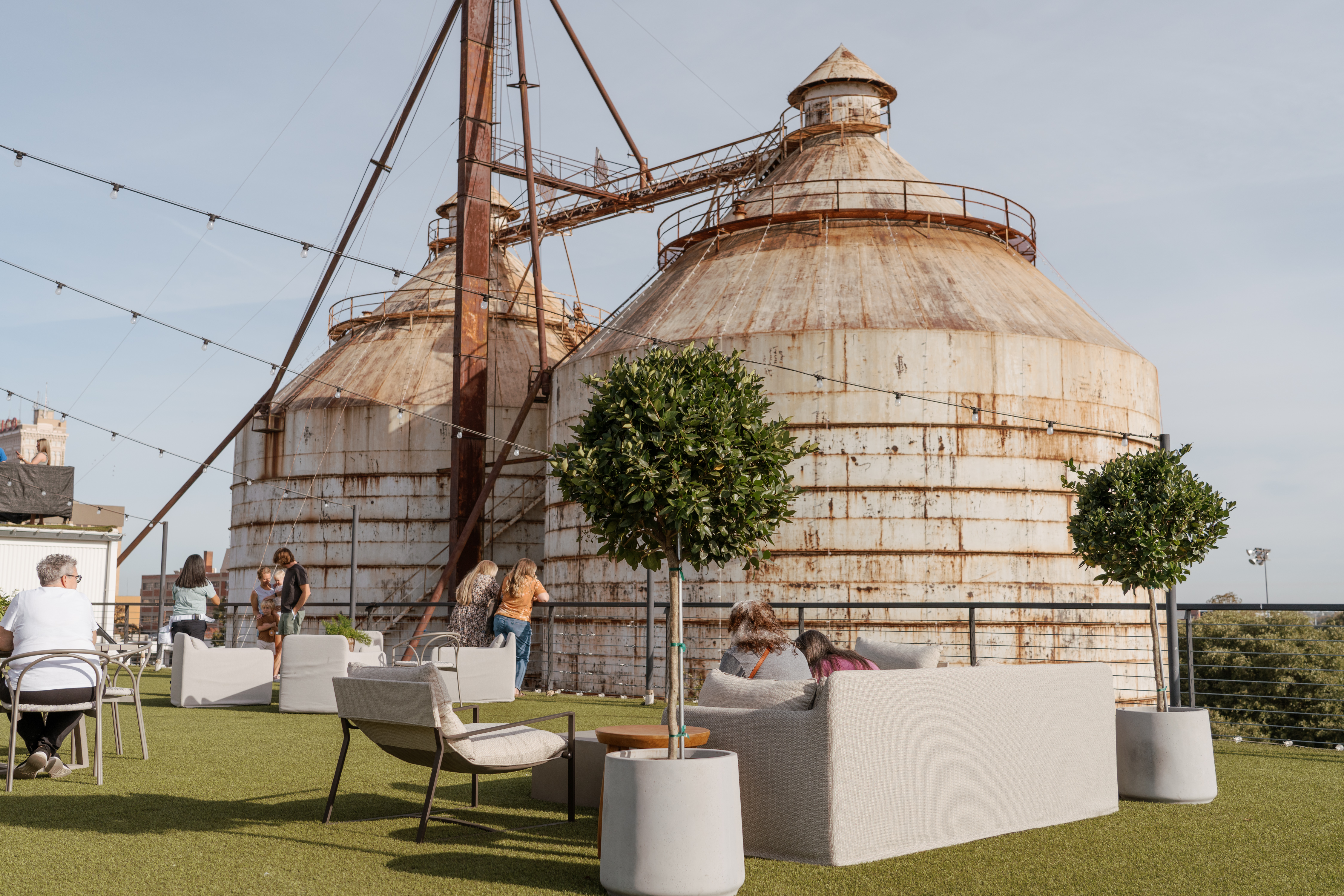 Scene of the Magnolia Market rooftop lounge.