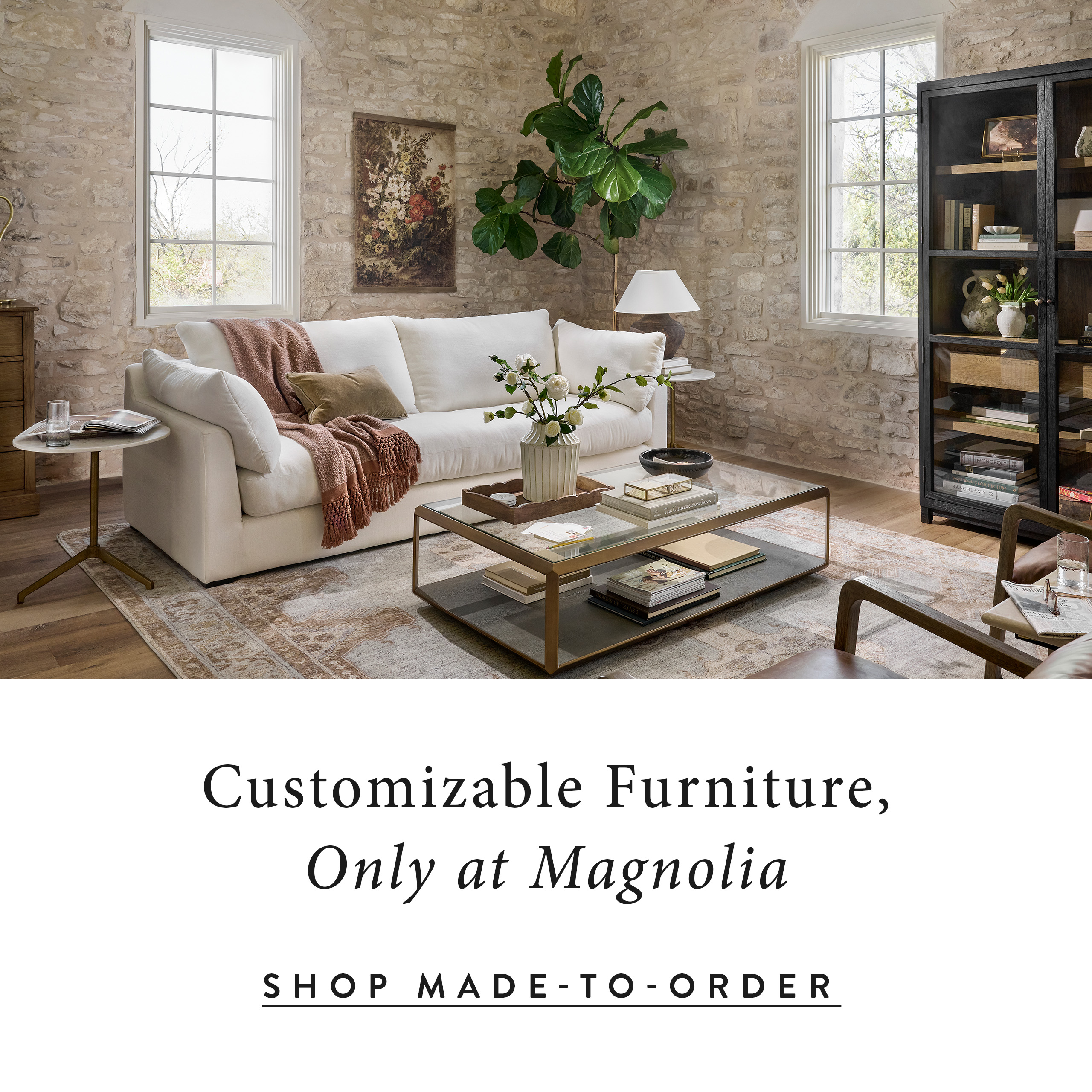 customizable furniture, only at magnolia - click here to shop made-to-order