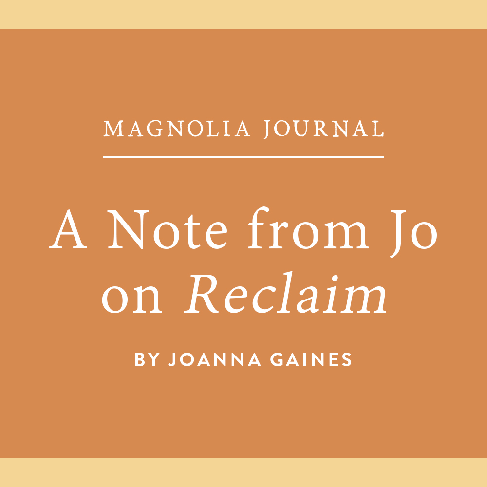 An orange graphic features white text that says "A Note from Jo on Reclaim."