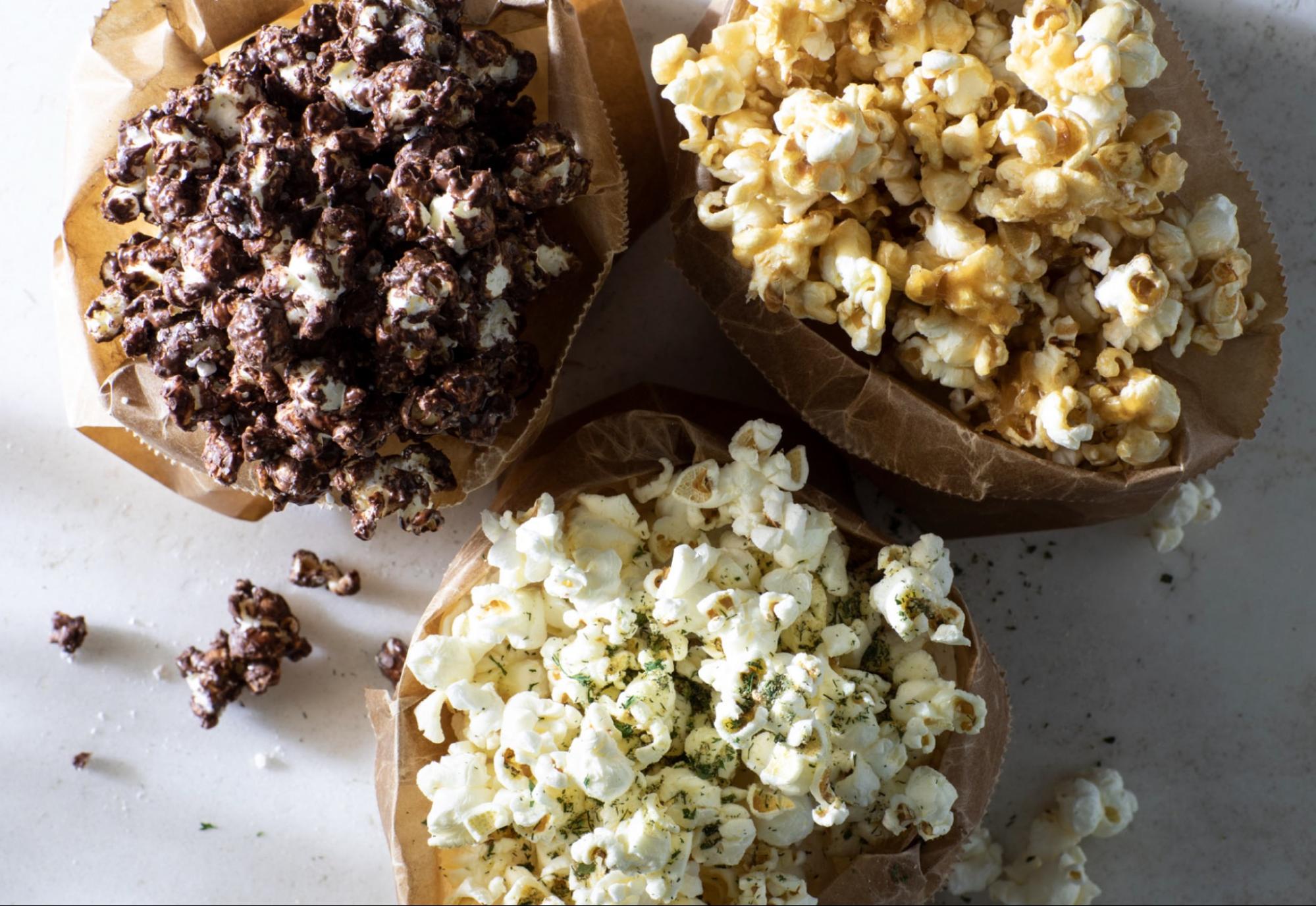 Three flavors of popcorn