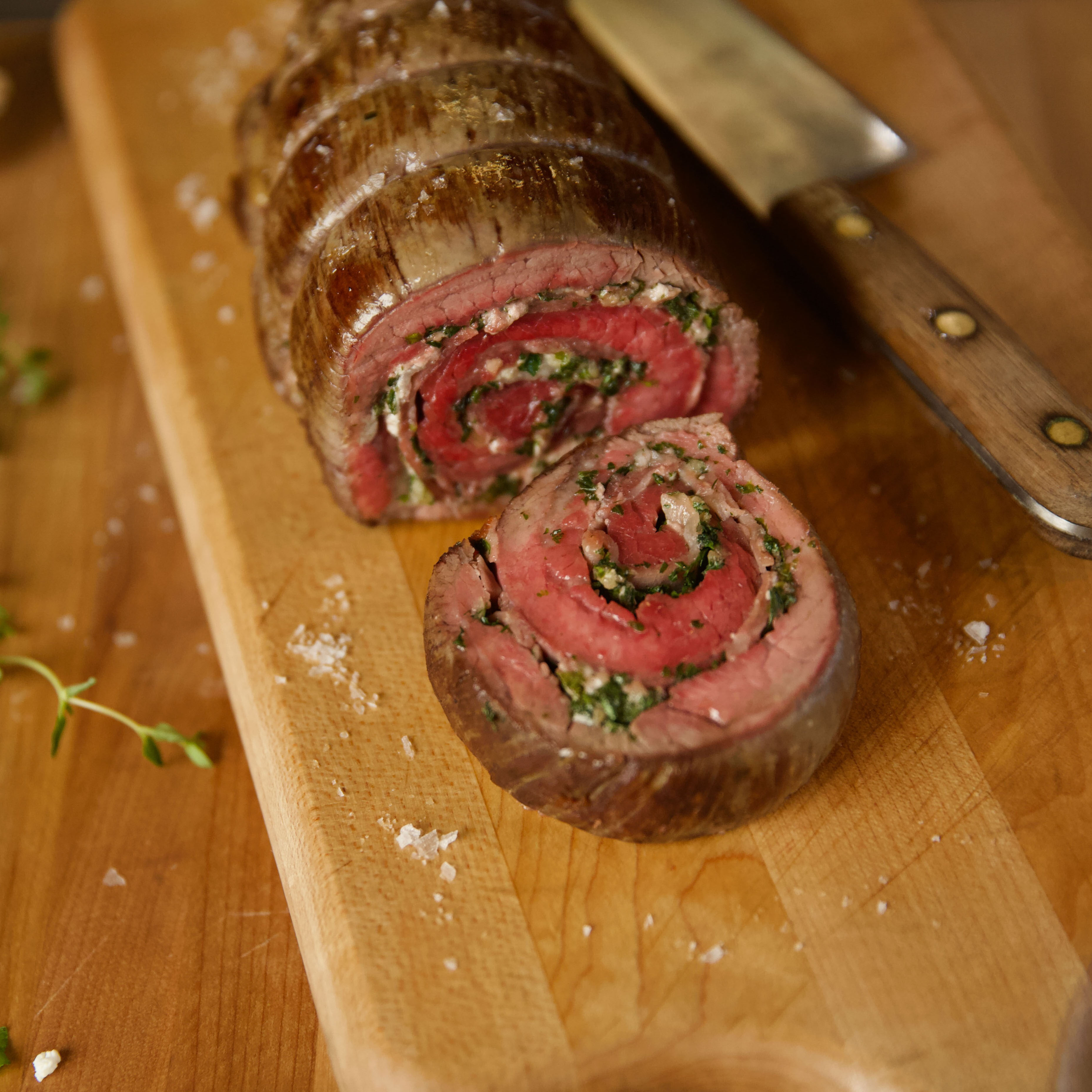 Elizabeth Poett's Rolled Flank Steak with Goat Cheese and Herbs