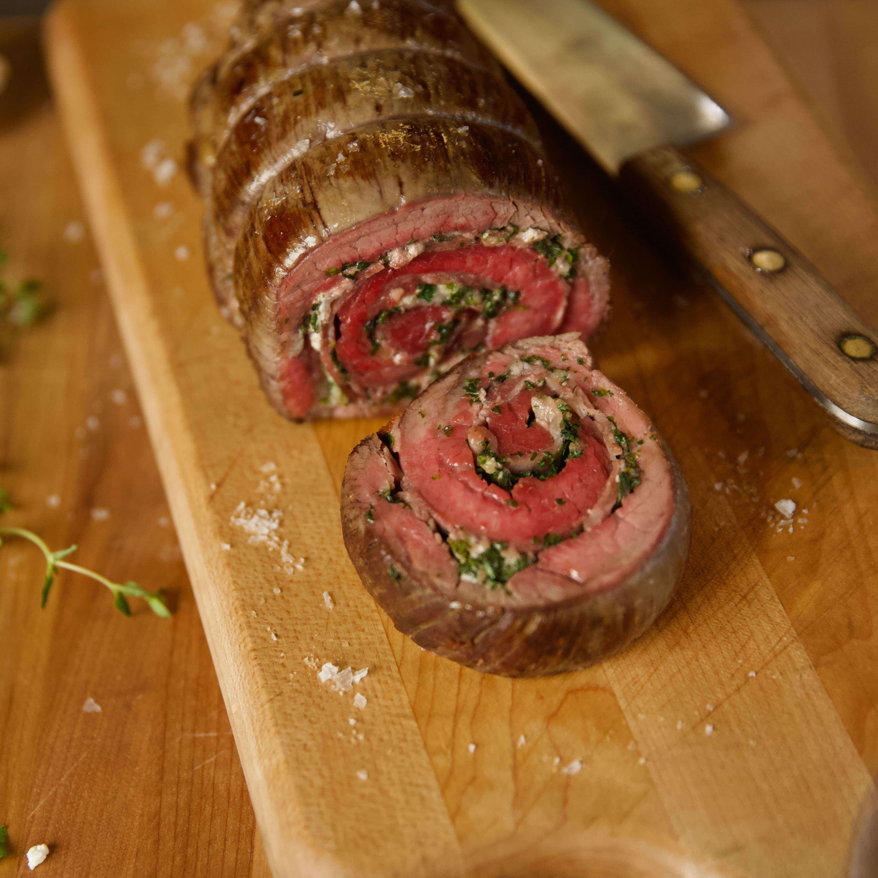 Thyme and Table Knives Cutting Meat