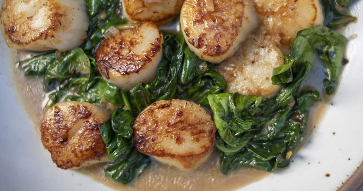 Seared Scallops with Buttery Spinach Recipe Magnolia